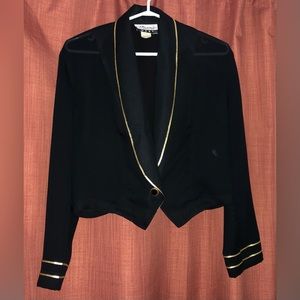 Vintage* sheer black waist cut blazer with gold detailing from Marnie!